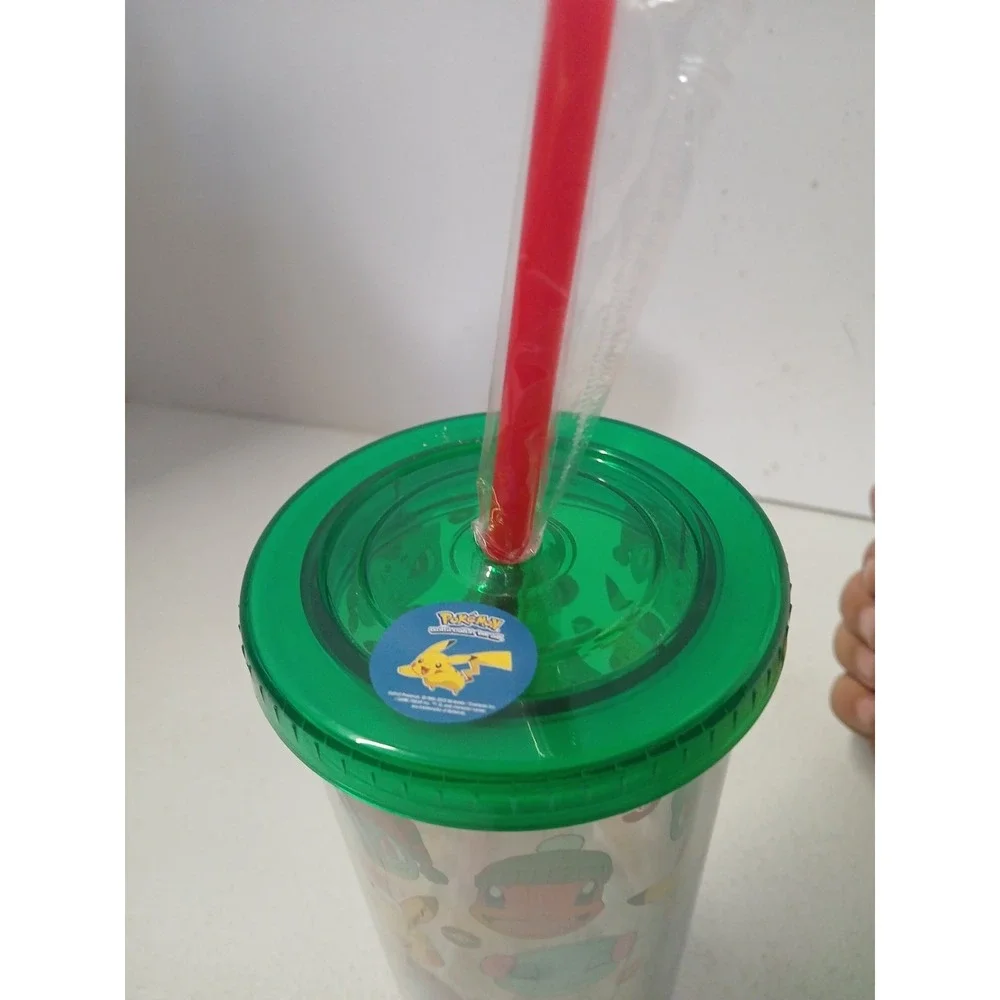 Pokemon 20oz Tumbler w/Lid and Straw - Charmander Squirtle Bulbasaur Pikachu‎